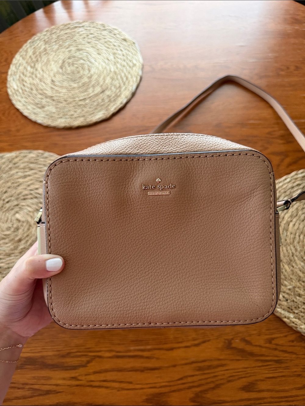 kate spade blush pink pebbled leather crossbody with tassel